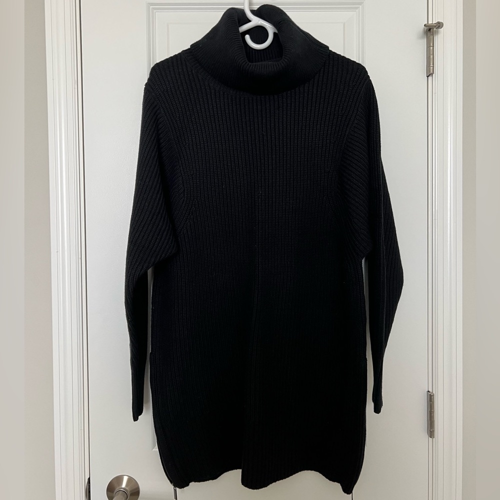 Banana Republic Turtleneck Tunic Ribbed Black Sweater